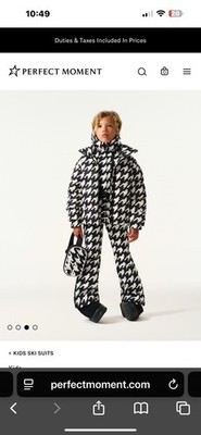NEW Perfect Moment KIDS Star Houndstooth Hooded Ski Suit Snow Waterproof 10