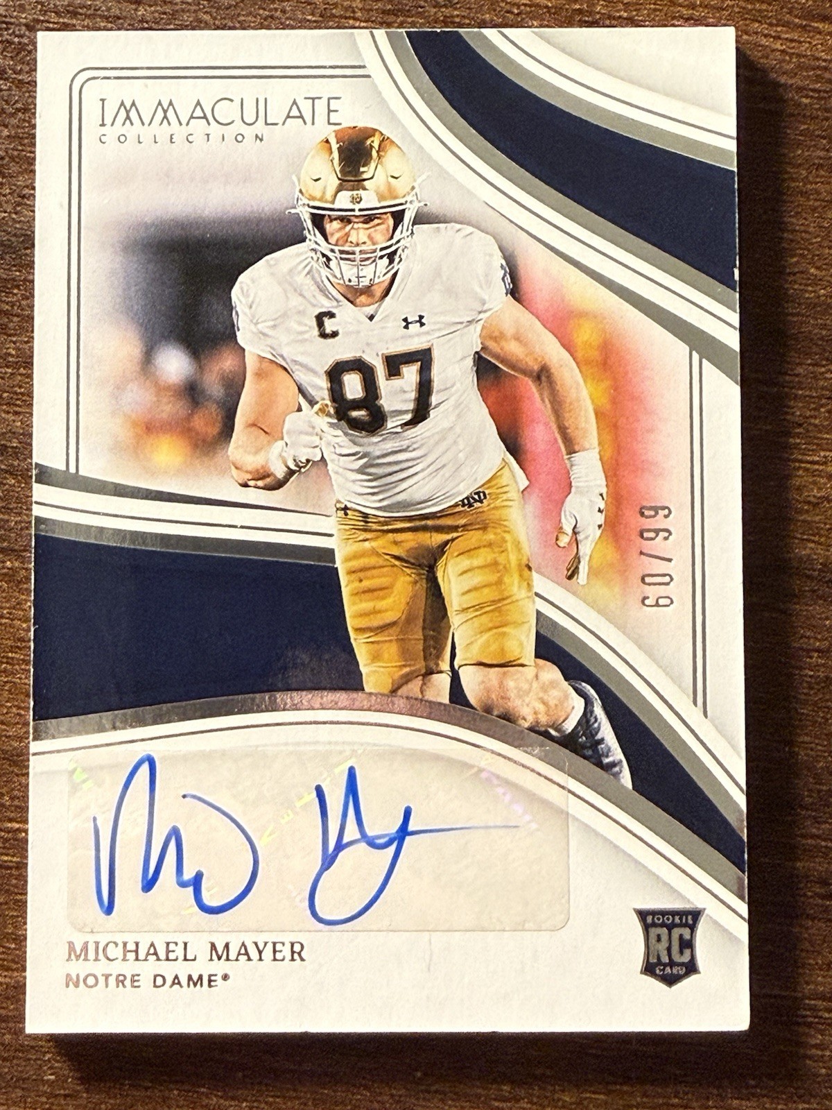 2023 Immaculate Michael Mayer Rookie Auto #'d /99 Notre Dame Collegiate RC SP