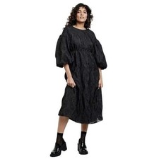 Kika Vargas x Target Midi Dress Women M Black Floral Puff Sleeve Dark Romantic