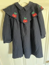 Vintage parisian Cacharel  Girl wool Dress Collared Size 4 year