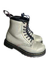 Dr Martens Boots Girls 9 Silver Sparkle Rays Combat Boots Unicorn Glitter