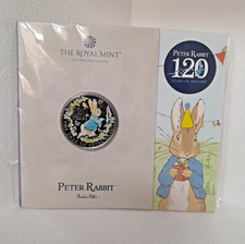 2022 Royal Mint BU 120 Years Of Peter Rabbit Five Pounds coloured coin - SEALED.