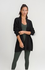 Lululemon Black Merino Wool Blend Ribbed Wrap cardigan sweater Sweater Size 4