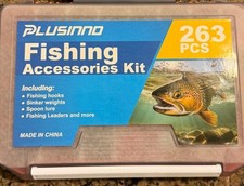 Plusinno Fishing Lures Kit 263 Pieces Hooks Weights Includes Tackle Box