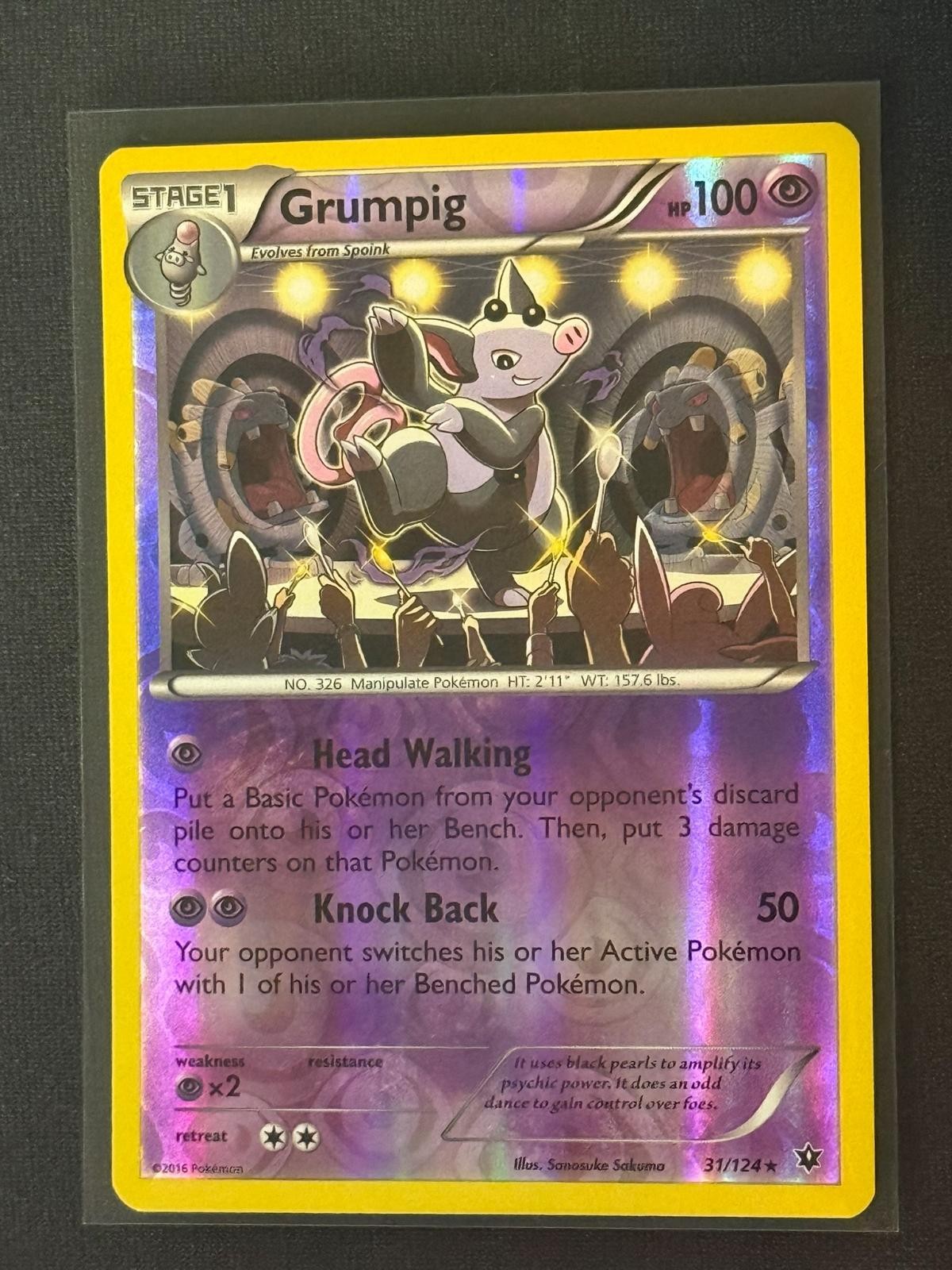 Grumpig 31/124 Rare Fates Collide Pokemon Reverse Holo Near Mint