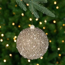 Northlight 4-Inch Gold Glitter Beaded Christmas Ball Ornament