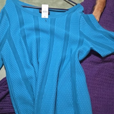 Lane Bryant Blue Cotton Knit Pullover Short Sleeve Plus Size 20 Sweater Dress