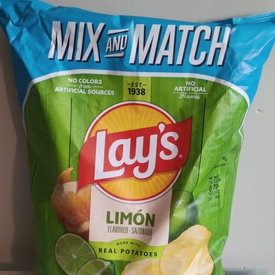 Lay's Limón Lime Potato Chips Bag, Mix and Match, 160 Cal, 28g Serving