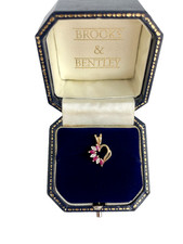 Ruby and Diamond Pendant 9ct Gold Heart Shaped Ruby and Diamond Vintage Pendant