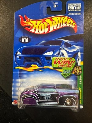 2002 Hot Wheels Treasure Hunt - TAIL DRAGGER (purple w/RR's) ships in protector