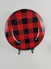 Charger Plates Set of 4 Farmhouse 13" Home Decor RED BLACK PLAID