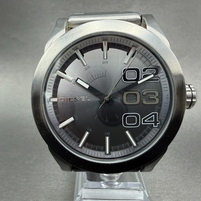 Diesel Double Down Watch Men 46mm Black Silver Round DZ-1679 New