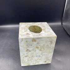 Tissue Box Cover Mosaic Mother of Pearl  Y2K Coastal