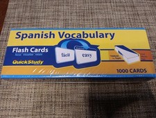 Spanish Vocabulary Flashcards QuickStudy by Bar Charts 1000 Cards NEW Sealed