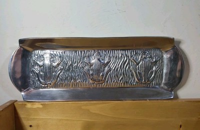 Frog Cast Aluminum Serving Tray 3 Frogs Rectangle 15.5 X 5.5''