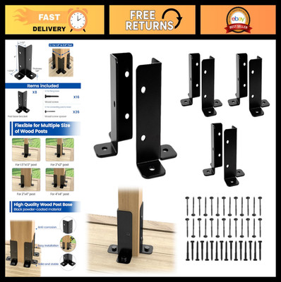 Heavy Duty Adjustable Post Base Brackets 8-Pack for Wood Fence, Deck & Pergola