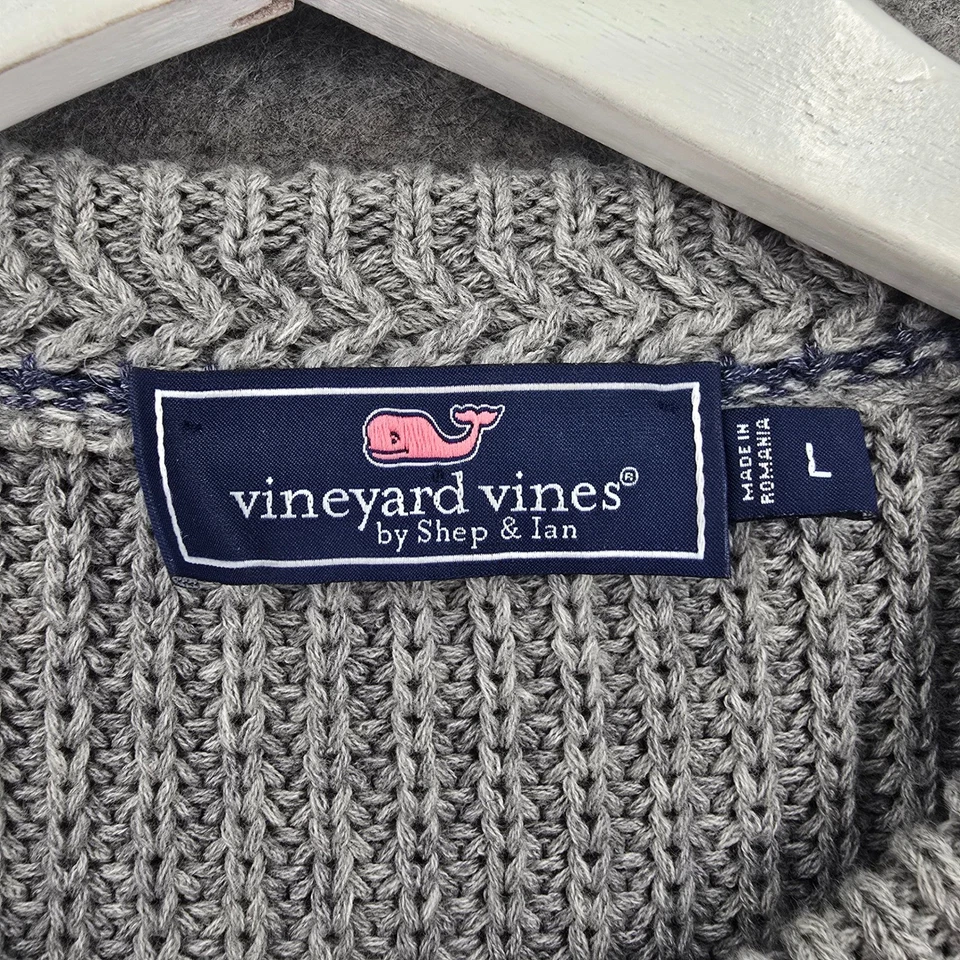 Vineyard Vines Gray Cotton Knit Sweater Mens Large Crewneck Casual Comfy - Image 4 of 4