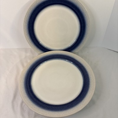 2 Pfaltzgraff ECLIPSE BLUE 11 1/2  Dinner Plate White & Blue Ombre Plates EUC