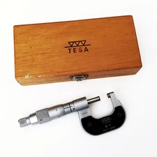 TESA Swiss GH4503 / 0-1" / 0.00005" Indicating Micrometer w/ Wood Case