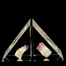 Vintage Lucite Bookends With Amethyst Crystal...