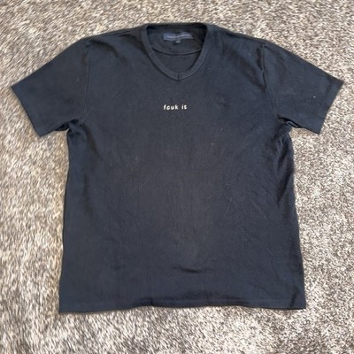 French Connection United Kingdom FCUK Charcoal Gray V Neck XL T Shirt Y2K EUC