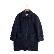 BURBERRY BLUE LABEL Wool Coat Navy 38 Womens Button Pockets Long Sleeve