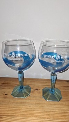 2x Bombay Sapphire Balloon Gin & Tonic Gläser blaues Stielglas TOP 