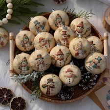 Outus 16 Vintage Snowman Christmas Tree Ornaments Ball Holiday Decorations