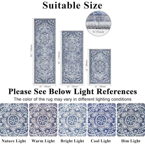  Boho Kitchen Rugs Sets 3 Piece with Runner Floral Kitchen Floor Mat Carpet  - Picture 3 of 7