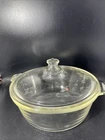 Early Pyrex 023-623-B Clear Casserole Dish Bowl & Etched Flower Lid 623-C
