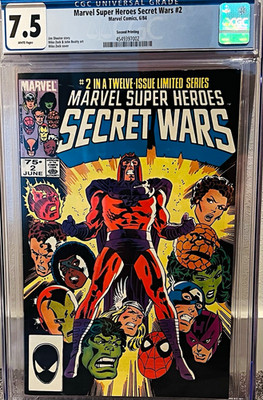 Marvel Secret Wars #2 CGC 7.5 White Pages Second Printing 1984