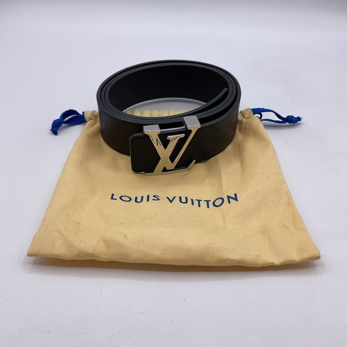 Louis Vuitton LV Initials Monogram Shadow 40MM Leather Belt Black 