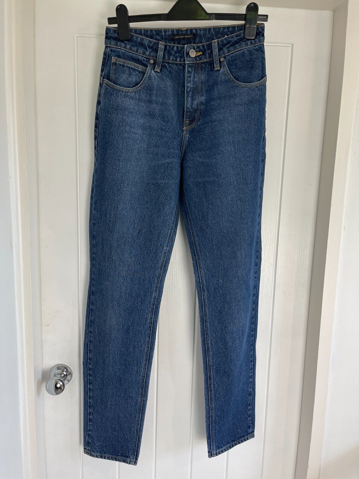 Lee – Body Optix Straight Curved High Waist Mid Blue 100% Cotton Jeans W28 W32