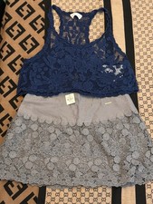 Y2K Abercrombie Fitch Women s Gray Floral Lace Mini Skirt Lined Zip, Size 6
