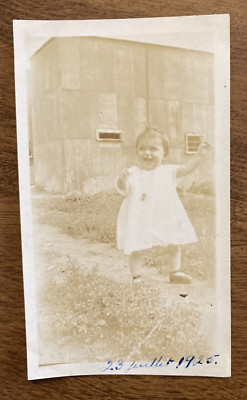 1925 Baby Toddler Infant Child Girl Happy Walking Exploring Real Photo P10x19
