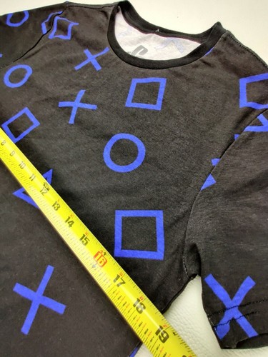 Sony Playstation Herren T-Shirt S Schwarz All Over Print Blau Formen Kurzarm - Bild 7 von 8