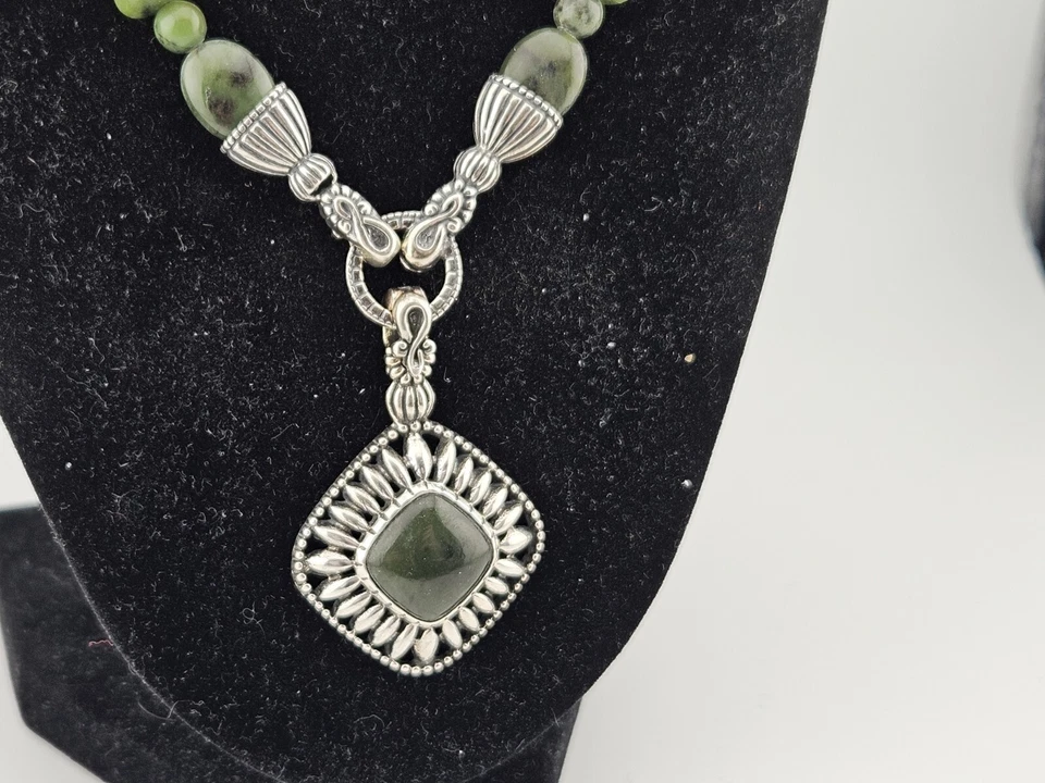 Carolyn Pollack 925 Sterling Silver Jadeite Necklace, Bracelet, And Pendant - Image 2 of 4
