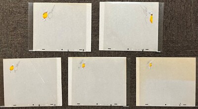 Lot of 5 M&M's Original Production Cels Drawing Candy Commercial Yellow Swinging