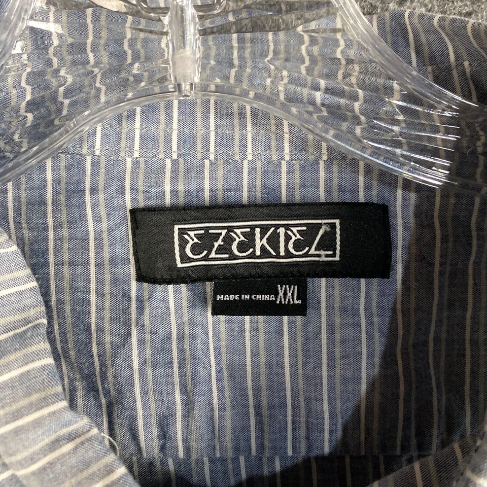 Ezekiel Button Down Shirt Men's XXL Short Sleeve 2XL Striped 100% Cotton - Image 3 of 4