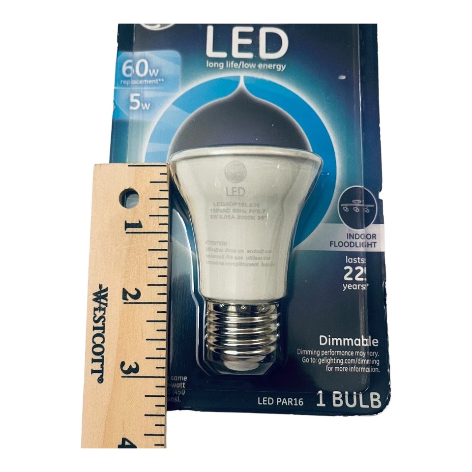 GE LED Dimmable Indoor Floodlight Bulb 60w 5w PAR16 450 Lumen Warm White NIP - Image 4 of 4