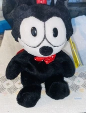 A&A Plush~Sitting Felix The Cat/8”W/Bow Tie~Bean Body CUTE W/ Tags~1996~Display