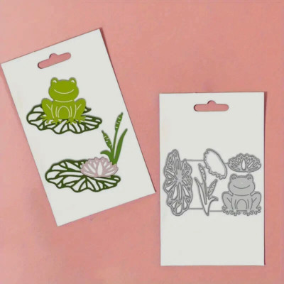 Niedlicher Frosch auf dem Lilienblatt Metall Stanzschablone Set zum Selbermachen. Crafter. I 138