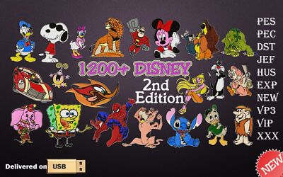 MASCHINENSTICKMOTIVE - ÜBER 1200 TV CARTOON DESIGNS - USB GELIEFERT