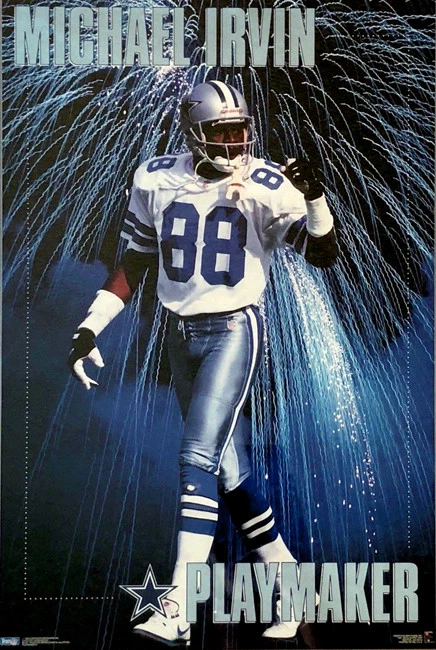 SPORTS POSTER WAREHOUSE Michael Irvin PLAYMAKER Dallas Cowboys 1994 NFL Vintage Costacos 23x35 POSTER