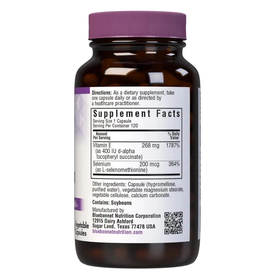 Bluebonnet Dry E-268 Mg (400 Iu) & Selenium 120 Vegetable Capsules, Heart Health - Image 2 of 4