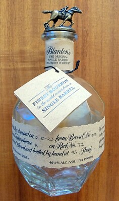 Blanton's Single Barrel Bourbon Whiskey Empty Bottle 750 ml w Cork Letter T