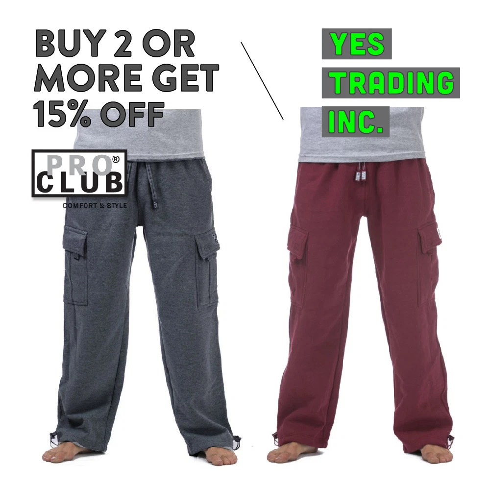 PROCLUB PRO CLUB MEN'S HEAVYWEIGHT CARGO SWEATPANTS HEAVY JOGGERS BIG AND  TALL