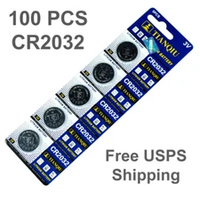 100 PCS CR2032 Lithium Battery 3V Button Cell Scales Calculators Remote New