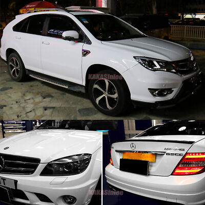 Air Free Stretchable Smooth White Metallic Car Vinyl Wrap Sticker Sheet Film US
