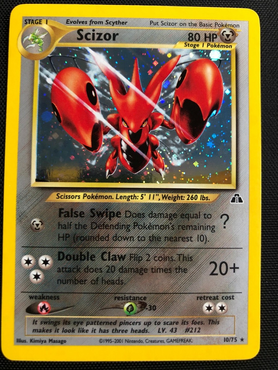 1995-2001 POKEMON CARD SCIZOR 10/75 RARE HOLO BASE SET 1995-2001 POKEMON CARD SCIZOR 10/75 RARE HOLO BASE SET